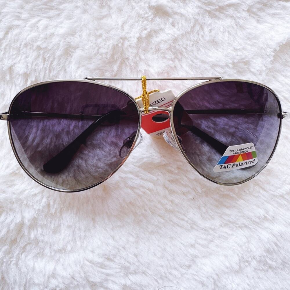 Felix Black W/Silver Rim Polarized Aviator Sunglasses
